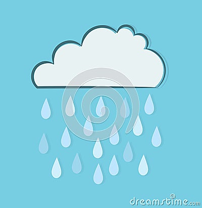 Raining cloud in blue ky Vector Illustration