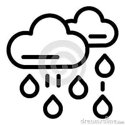 Raining clouds icon, outline style Stock Photo