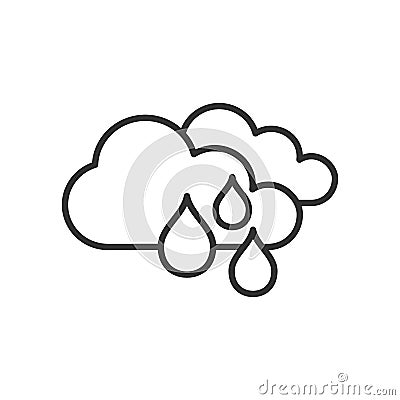 Raining Day Outline Flat Icon on White Vector Illustration