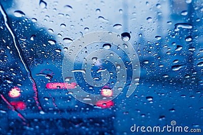 Raining when driving a car on the road storm Stock Photo