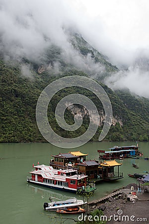 The raining scenery of tourist wharf Editorial Stock Photo