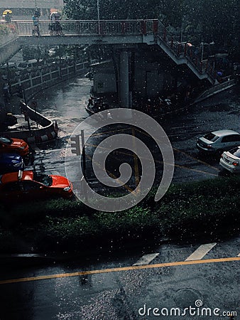 A raining street Stock Photo