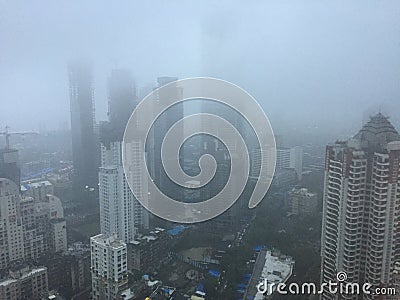 Rains in Mumbai, Panorama of Mumbai City in the rains. Stock Photo