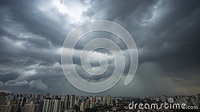 It rains very strong in the city of Sao Paulo. Stock Photo