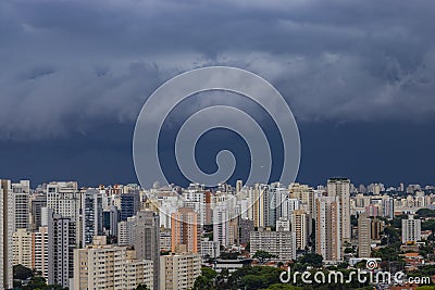 It rains very strong in the city of Sao Paulo, Brazil. Stock Photo