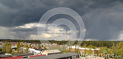 Rainstorm over the city Vector Illustration