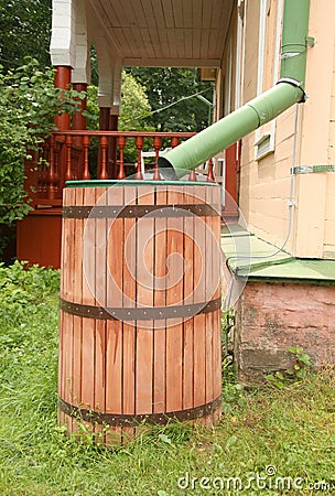 Rainwater barrel Stock Photo