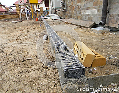 Rainwater Drainage System Stock Photo