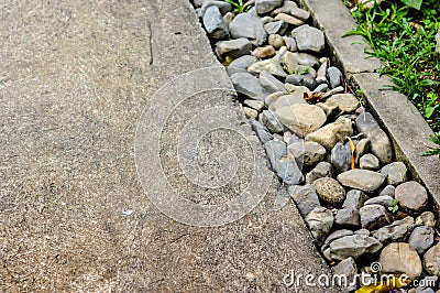 Rainwater drainage system walkway build Stock Photo