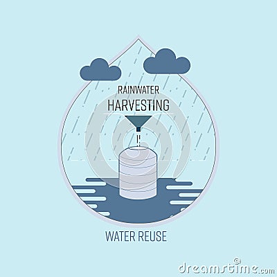 Rainwater Harvesting Symbol Vector Illustration