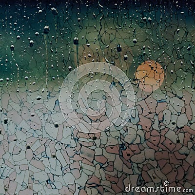 Rainy atmosphere behind the glass window Stock Photo