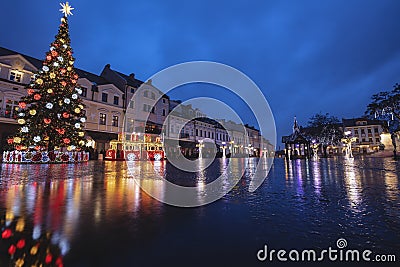 Rainy Christmas in Rzeszow Editorial Stock Photo