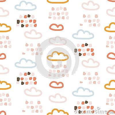 Rainy clouds cute pastel colors seamless vector pattern. Vector Illustration