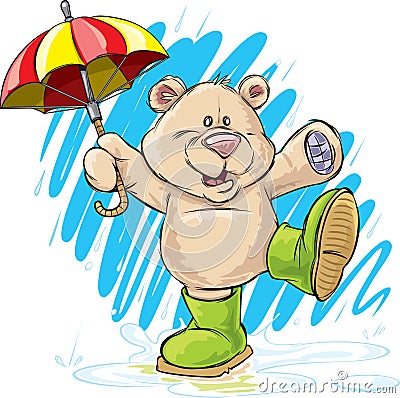 Rainy Day Bear Vector Illustration