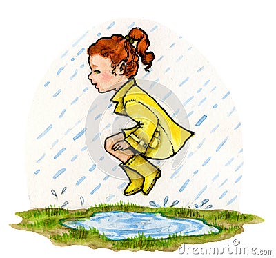 Rainy Day Cartoon Illustration