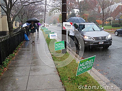 Rainy Day at the Midterm Election Editorial Stock Photo