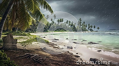 Rainy Day over tropical beach Stock Photo