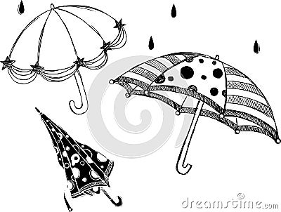 Rainy Day Umbrellas Vector Illustration