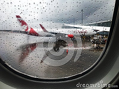 A Rainy Day at Vancouver Airport Editorial Stock Photo