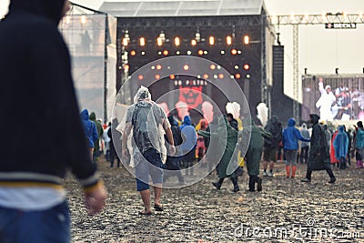 Rainy days at a music festival Editorial Stock Photo