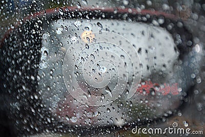 Rainy days, Rain drops on a car window Stock Photo