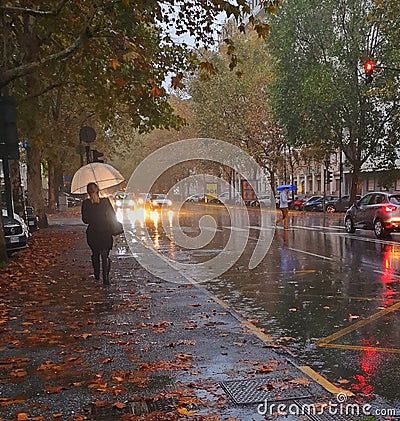 Rainy days in the streets of turin Editorial Stock Photo