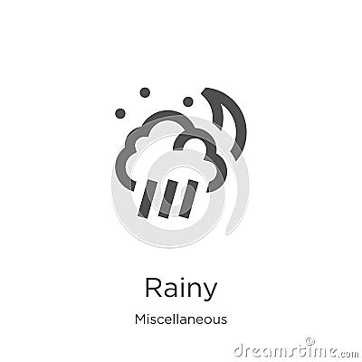 rainy icon vector from miscellaneous collection. Thin line rainy outline icon vector illustration. Outline, thin line rainy icon Vector Illustration