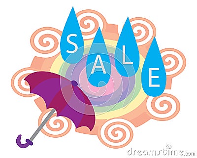 Rainy Sale Vector Illustration