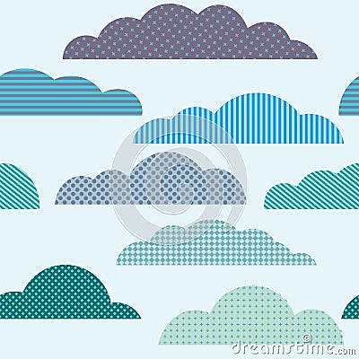 Rainy seamless pattern with clouds Vector Illustration