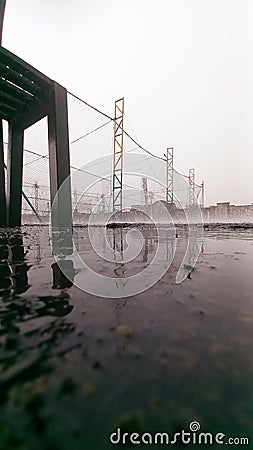 The Rainy Soccer Court Stock Photo