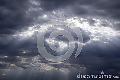 Rainy and stormy in dark clouds Stock Photo