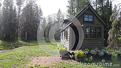 Rainy Tiny House Stock Photo