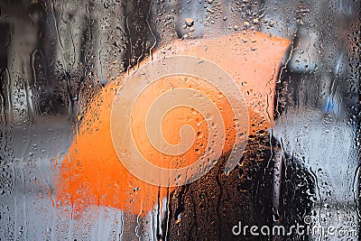 Rainy weather and raindrops on the glass Stock Photo