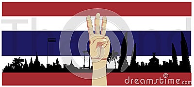 Raise 3 fingers.Demand democracy Thailand.Banner modern Idea and Concept Vector Illustration