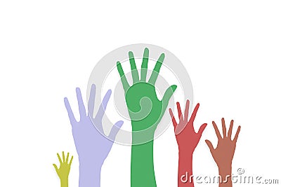 Raise Hands volunteering or voting Stock Photo