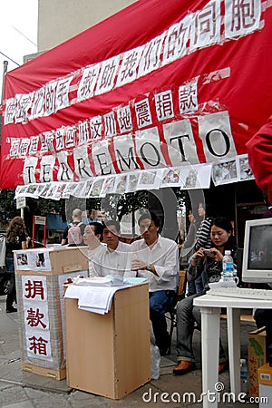 Raise money earthquake China Editorial Stock Photo