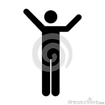 Raised arms icon vector male person open hands symbol in a flat color glyph pictogram Vector Illustration