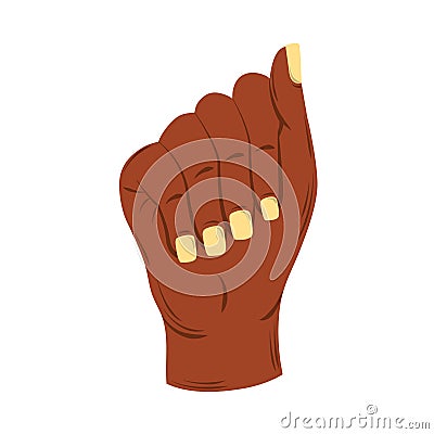 raised black hand female fist, white background Vector Illustration