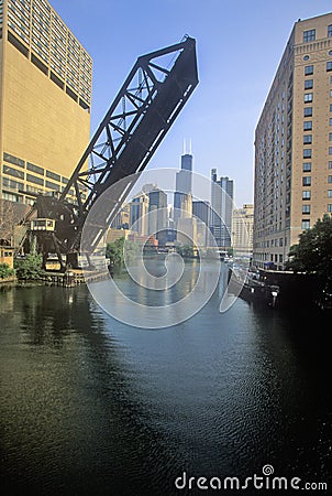 Raised Drawbridge, Chicago, Illinois Editorial Stock Photo
