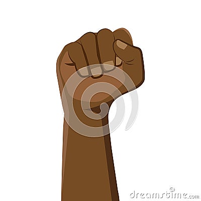 Raised fist. Clenched fist black leather. The concept of international unity and cooperation Stock Photo