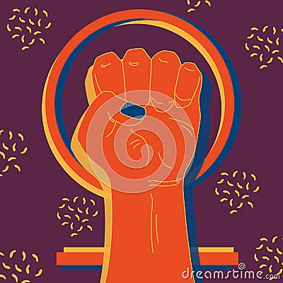 Raised fist with venus symbol. Feministic vintage art. Protest against sexism and misogyny. Flat style vector illustration Cartoon Illustration