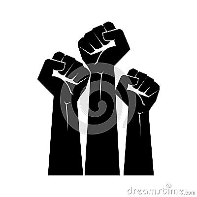 Raised fists resistance silhouette Vector Illustration