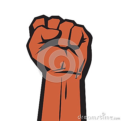 Raised hand with clenched fist Vector Illustration