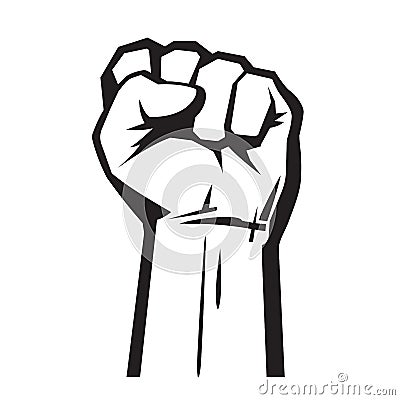 Raised hand with fist Vector Illustration