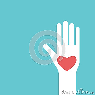 Raised hand with heart Vector Illustration