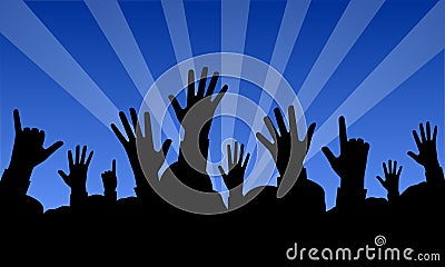 Raised Hands at a Concert Vector Illustration
