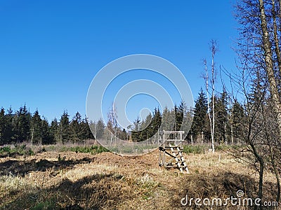 A raised hide for hunting animals in Germany Stock Photo