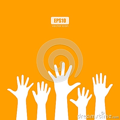 Raised human hands vector poster Vector Illustration