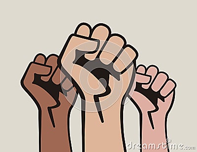 Raised three fists Vector Illustration