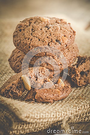 Raisin and Almond Chocolate cookie Stock Photo